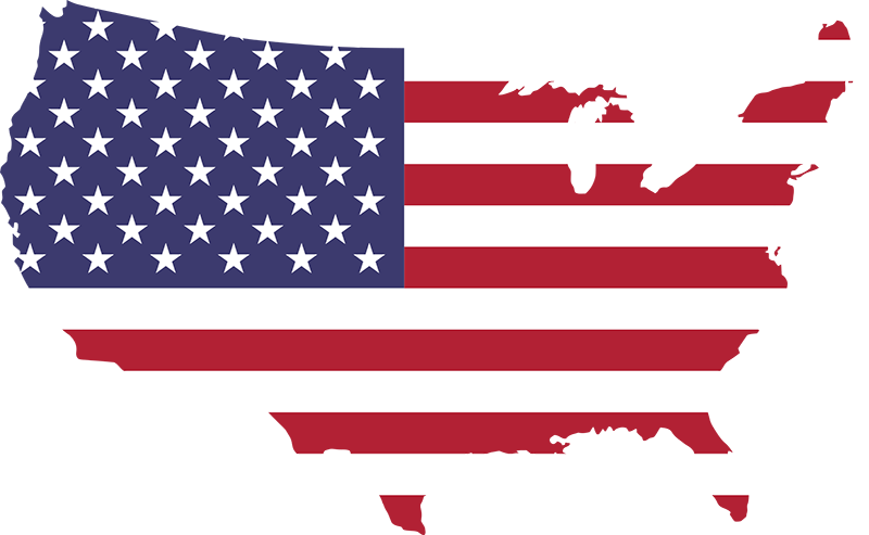American flag map of USA